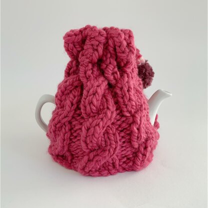 'Cables and Pompoms' Tea Cosy