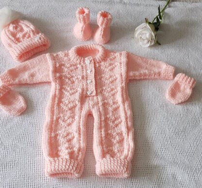 "Annmarie" Aran Knitting Pattern for Onesie