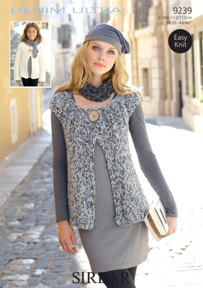 Cardigan & Waistcoat in Sirdar Denim Ultra Super Chunky - 9239 - Downloadable PDF