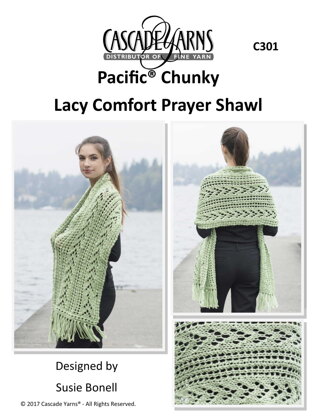 Lacy Comfort Prayer Shawl in Cascade Yarns Pacific Chunky - C301 - Downloadable PDF