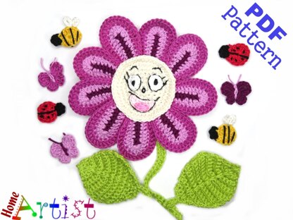 Flower crochet applique pattern