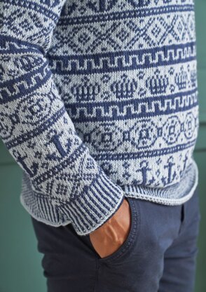 Garrick Sweater in Rowan Denim Revive - ZB296-00008 Garrick Sweater UK - Downloadable PDF