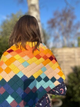 Tunisian Entrelac Temperature Shawl