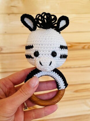 Safari zebra rattle with ring