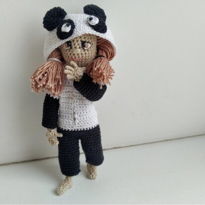 Doll is wearing a panda hoodie