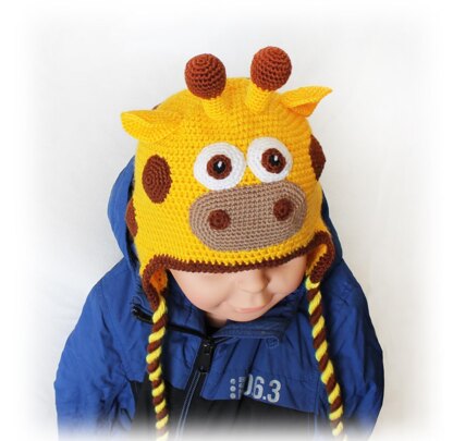 Giraffe Earflup Hat Crochet Pattern