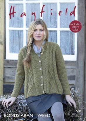 Swing Coat in Hayfield Bonus Aran Tweed with Wool - 7795- Downloadable PDF