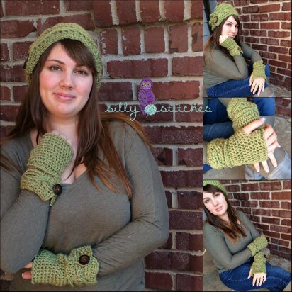 Cabled Button Mitts