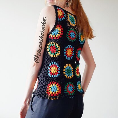 Crochet Patchwork Tank TOP Cover Up.