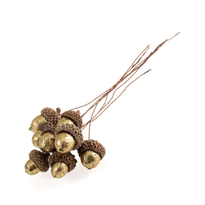 Groves Glitter Acorns on Wire: 8 Pieces