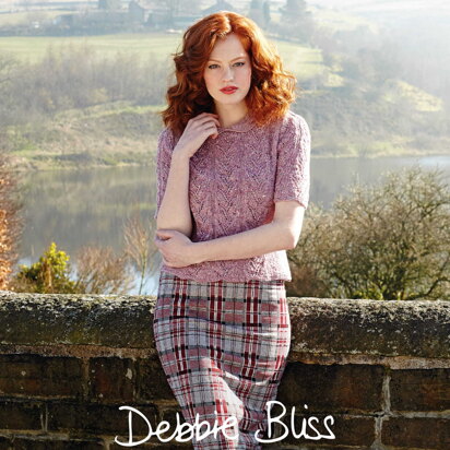 Vintage Leaf - Top Knitting Pattern For Women in Debbie Bliss Fine Donegal by Debbie Bliss
