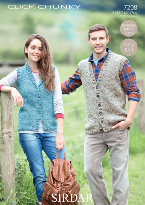 Waistcoats in Sirdar Click Chunky - 7208 - Downloadable PDF