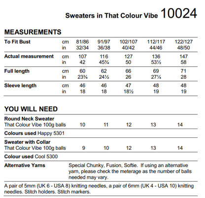 Sweaters in Stylecraft That Colour Vibe - 10024 - Downloadable PDF