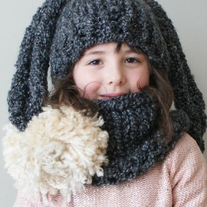 Chunky Bunny Hat & Cowl (Hat002) - knitting pattern