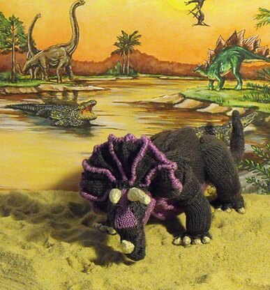 Tracy Triceratops toy dinosaur knitting pattern