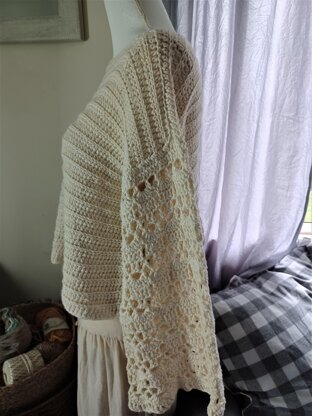 CREAM CROCHET LONG SLEEVE SWEATER - PATTERN