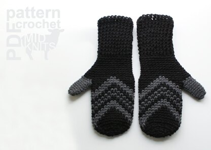 Fair Isle Crochet Chevron Mittens (2016004)