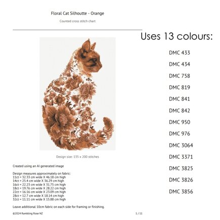Cat Silhouette:  Orange - Counted Cross-stitch #2