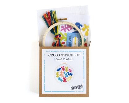 The Stranded Stitch Coral Confetti Cross Stitch Kit - 5 inches