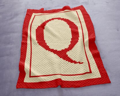 C2C Crochet Pattern Initial Letter Q Blanket Baby Shower Stroller Name Throw