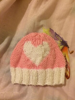 Coloured Heart Engraved Newborn Baby Beanie Pattern