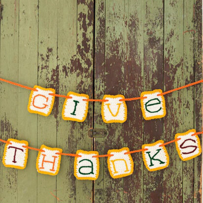 Give Thanks Banner in Red Heart Super Saver Economy Solids - LW4986 - Downloadable PDF