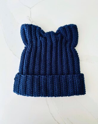 Ribbed Cat Ear Beanie