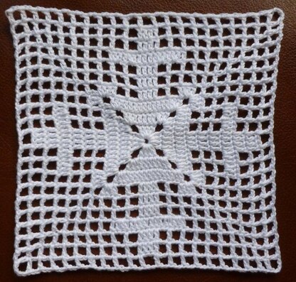 Crochet Granny Square Filet Lacy Cross Afghan Block Motif Square LD-107