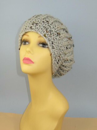 Super Chunky Moss Stitch Cuff Fishermans Rib Slouch Hat