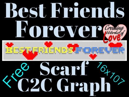 Best Friends Forever hearts Scarf C2C graph
