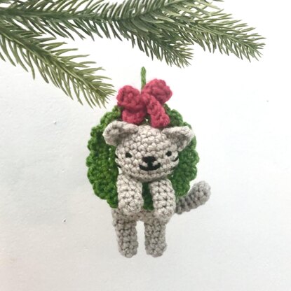 Cat in a Wreath Christmas Ornament