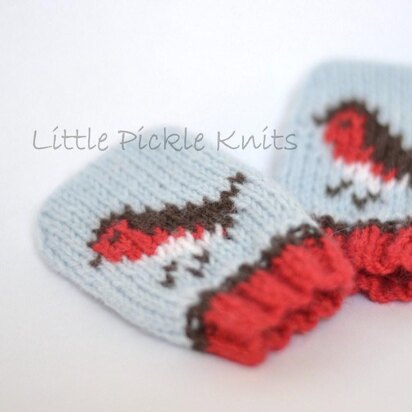 Baby Christmas Mittens ' Little Robins '