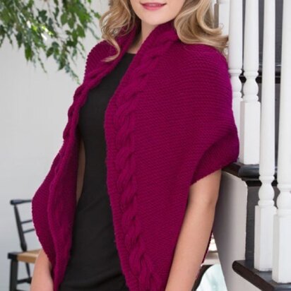 Reversible Cable Wrap in Red Heart With Love Solids - LW4267 - knitting pattern