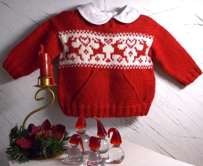 Christmas sweater with pocket and reindeers