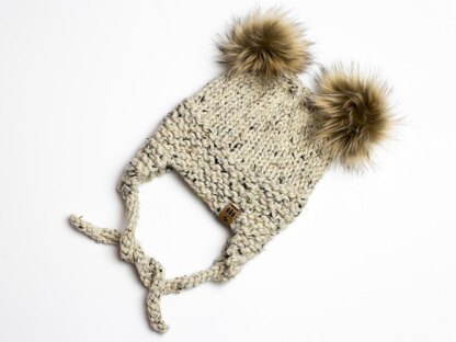 Double Pompom Ear Flaps Hat Toque Winter