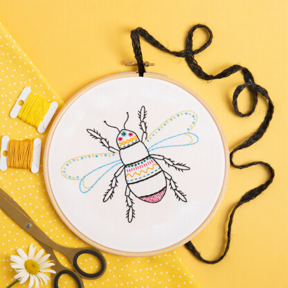 Hawthorn Handmade Bee Contemporary Printed Embroidery Kit