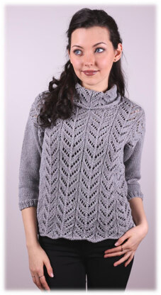 Womens Lace Pullover in Plymouth Yarn Cashmere De Cotone - 3009