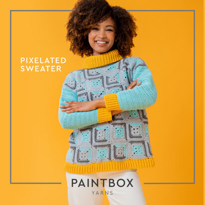 Pixelated Sweater - Free Crochet Pattern for Women in Paintbox Yarns Cotton Aran