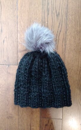 Black Chunky Twin Rib Hat #2