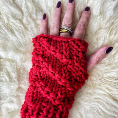 Cable Imposter Fingerless Mittens