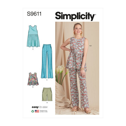 Simplicity Misses' Tunic, Cropped Top, Pants and Shorts S9611 - Sewing Pattern
