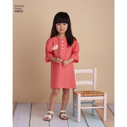 Simplicity S8852 Child's Dresses and Shirt - Paper Pattern, Size A (3-4-5-6-7-8)