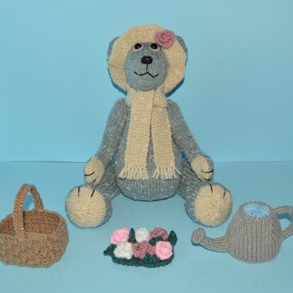 Petunia The Gardening Teddy Bear - knitting pattern