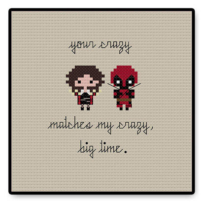 Deadpool and Vanessa In Love Bite Size - PDF Cross Stitch Pattern