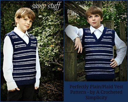 "Perfectly Plaid or Plain" Older Boys Sweater Vest