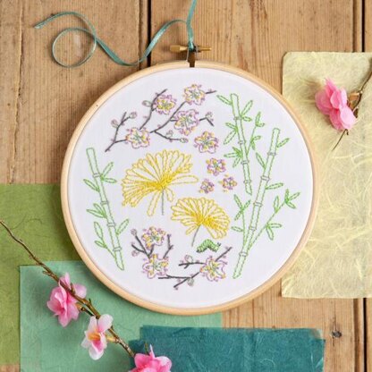 Hawthorn Handmade Japanese Garden Printed Embroidery Kit