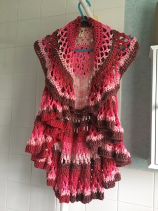 718, BOHEMIAN CROCHET VEST, LONG OR SHORT, CHILD AND ADULT