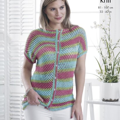 Cap Sleeved Top & Cardigan in King Cole DK - 5095 - Downloadable PDF