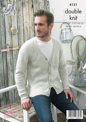 Man’s Sweater and V Neck Cardigan in King Cole Authentic DK - 4131 - Downloadable PDF