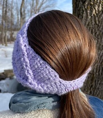 Cabled Heart Ponytail Ear Warmers